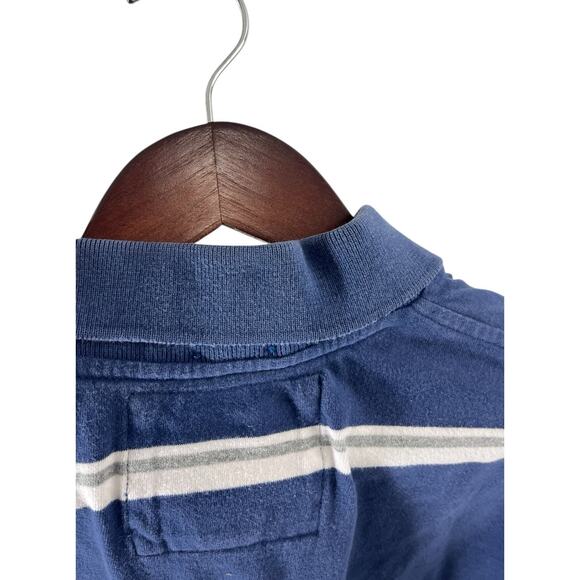 Abercrombie Fitch Polo Shirt Mens XXL 2XL Rugby Muscle Blue White Stripe Moose - Picture 8 of 8